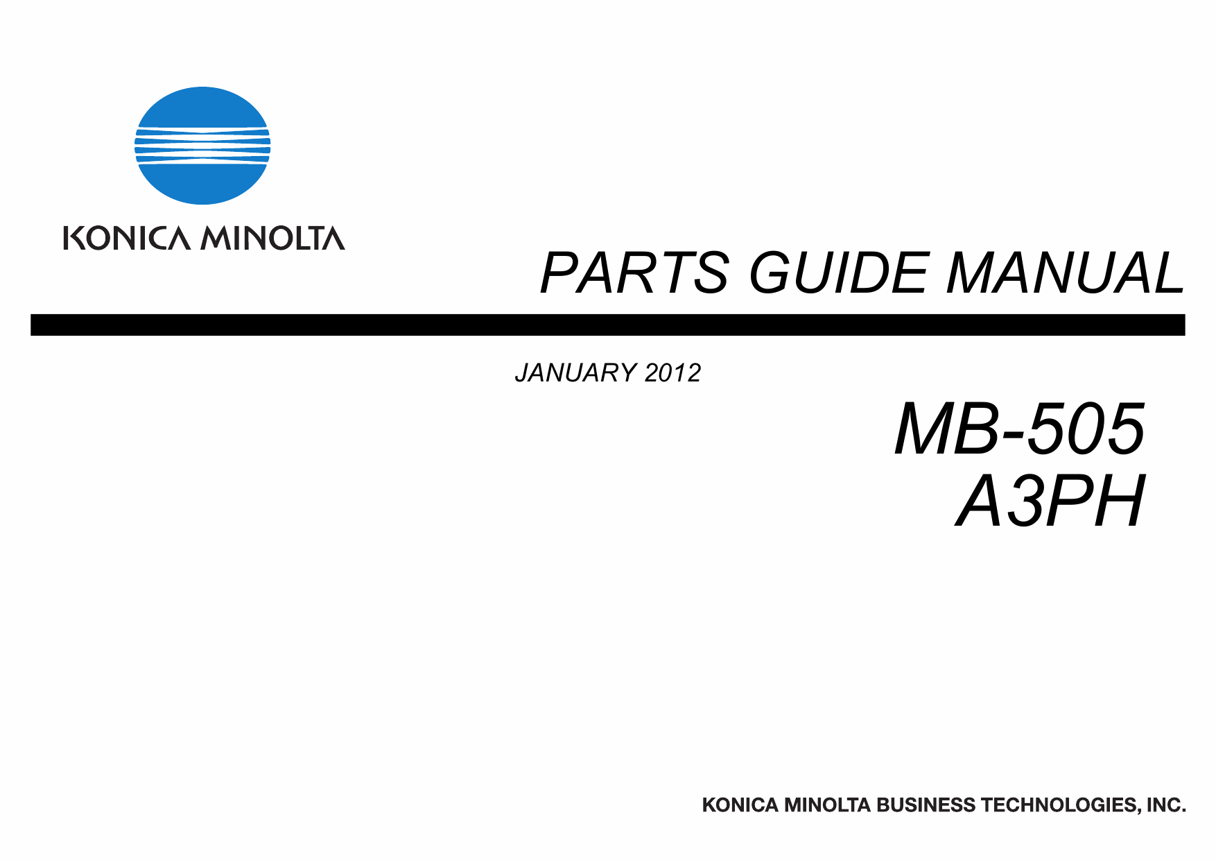 Konica-Minolta Options MB-505 A3PH Parts Manual-1